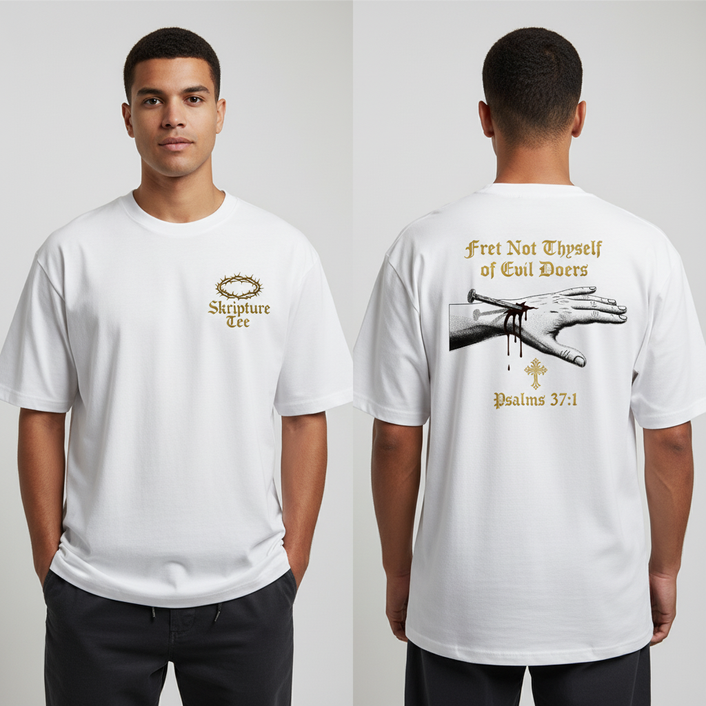 Psalm 37:1 Fret Not Thyself white faith tee 